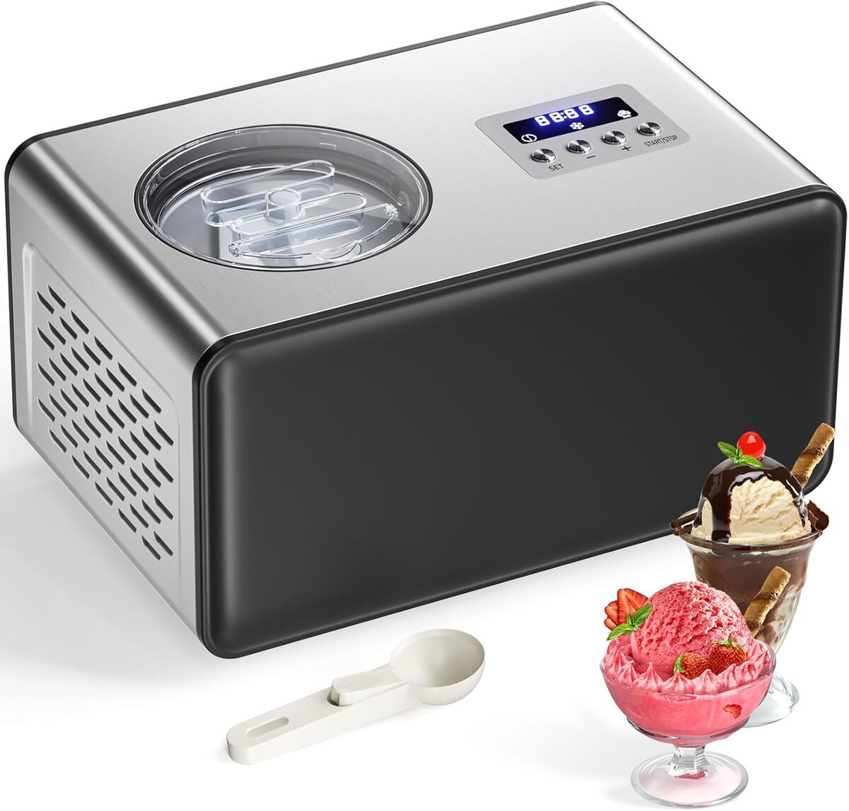 Sorbetière Et Yaourtière Severin 2-en-1 - 1.2L - Compresseur Intégré - Noire EZ 7407