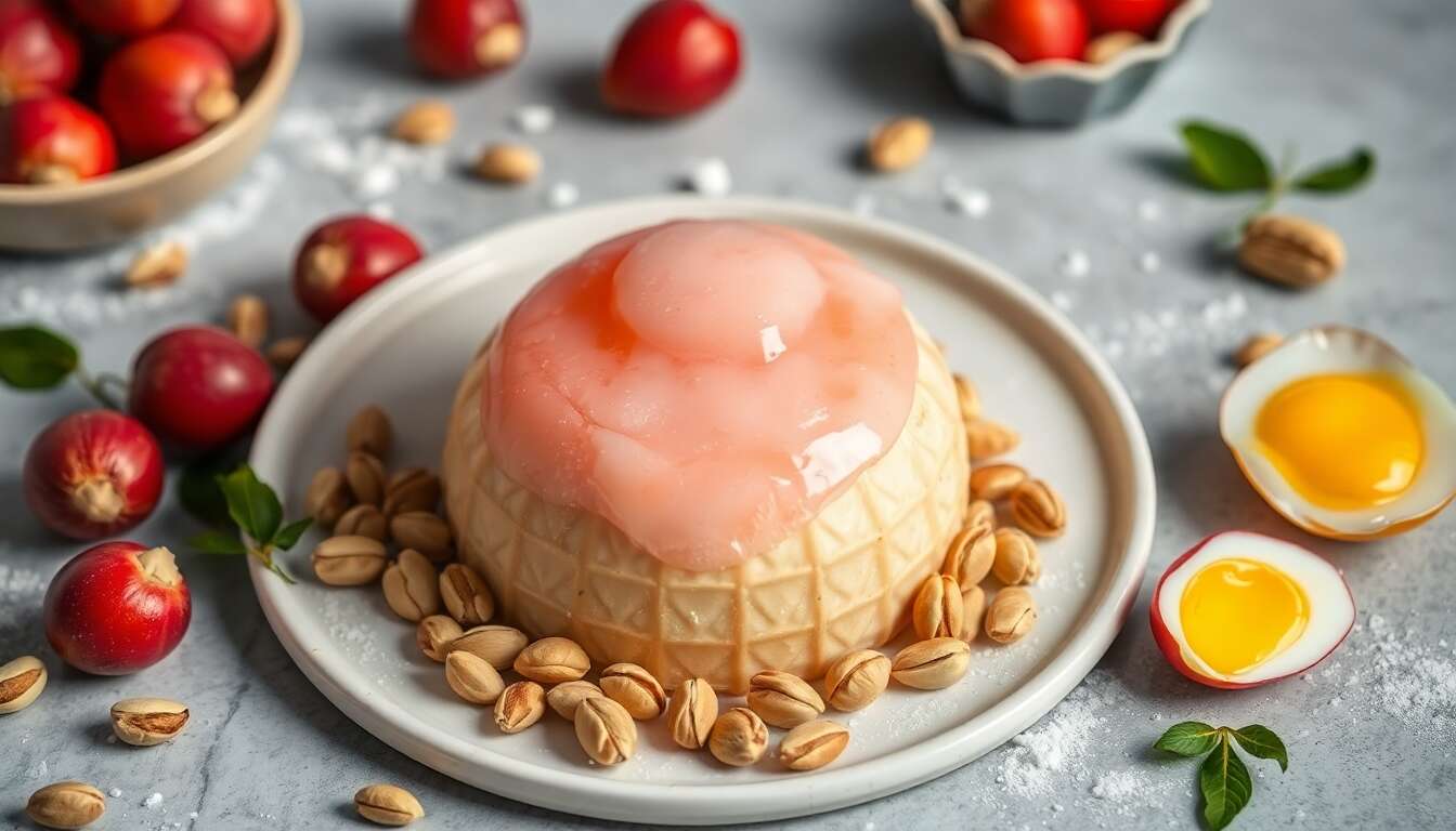 Parfums d'Orient : glace rose-litchi enveloppée d'un cône pistache-cardamome
