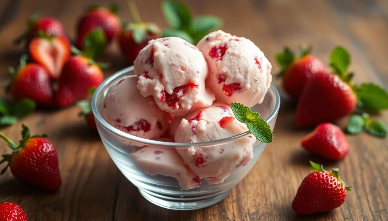 Détente fruitée avec une glace à la fraise maison Détente fruitée avec une glace à la fraise maison