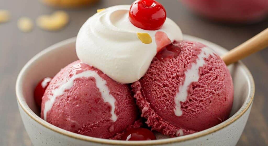 Crème glacée Cerise-Amaretto : la touche festive sans sorbetière, facile