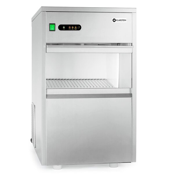 Klarstein Powericer XXL machine à glace Industrielle - machine à glaçons, 25 kg / 24 h, 160 w, 6 kg, pelle, système de tubes, LED, neutre au goût, inox, classe climatique ST, argent