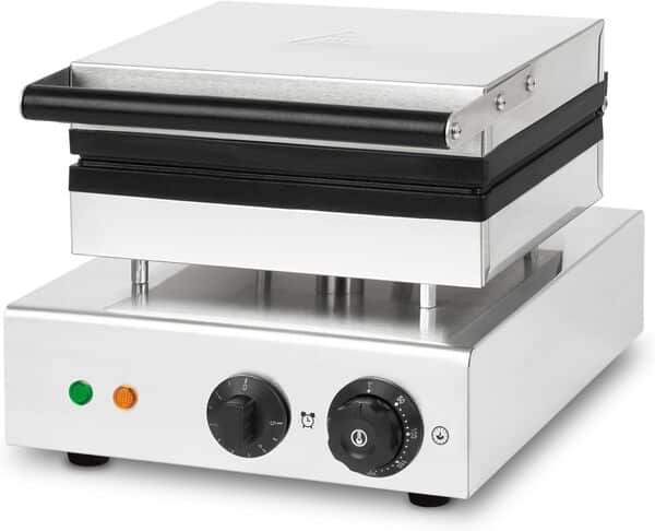 VERTES Gaufrier pour Gaufres sur Batonnet, 6 Gaufres en même temps, 120 Pièces par Heure, réglable 0°-300°C, Anti-Adhérent, Machine en Fonte avec boîtier en Acier Inox, Waffle Maker 1550 W, Minuterie