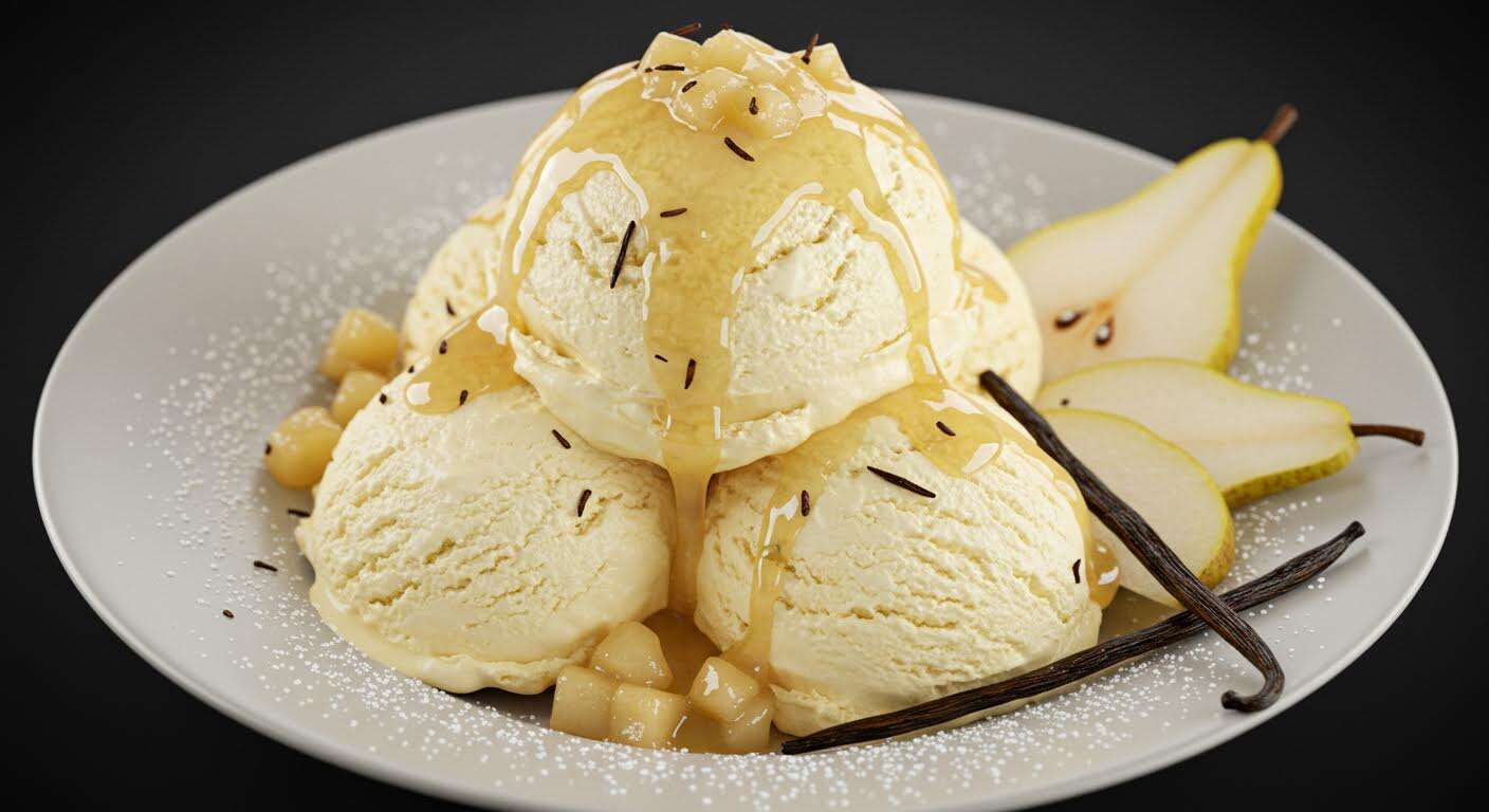 Crème glacée poire-vanille : un classique revisité sans sorbetière, facile à faire pour un dessert réconfortant