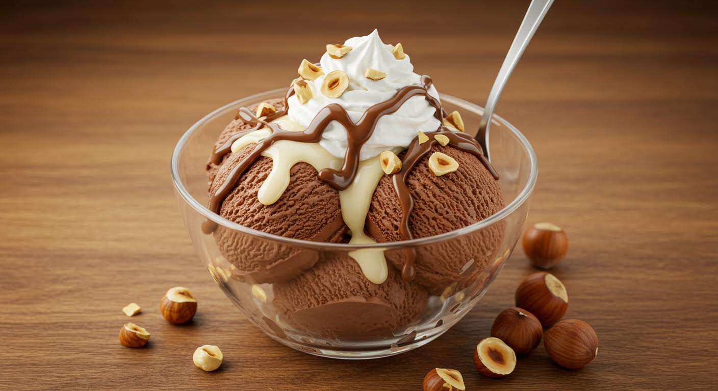 Glace chocolat-noisette : un parfum classique irrésistible, facile à faire à la maison sans sorbetière pour les accros