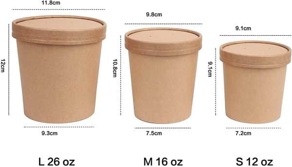 DeinPack Lot de 500 gobelets à soupe avec couvercle Marron 480 ml 16 oz I Gobelets compostables avec revêtement intérieur PLA Gobelets à soupe To Go Carton I 500 gobelets bio avec 16 oz 480 ml