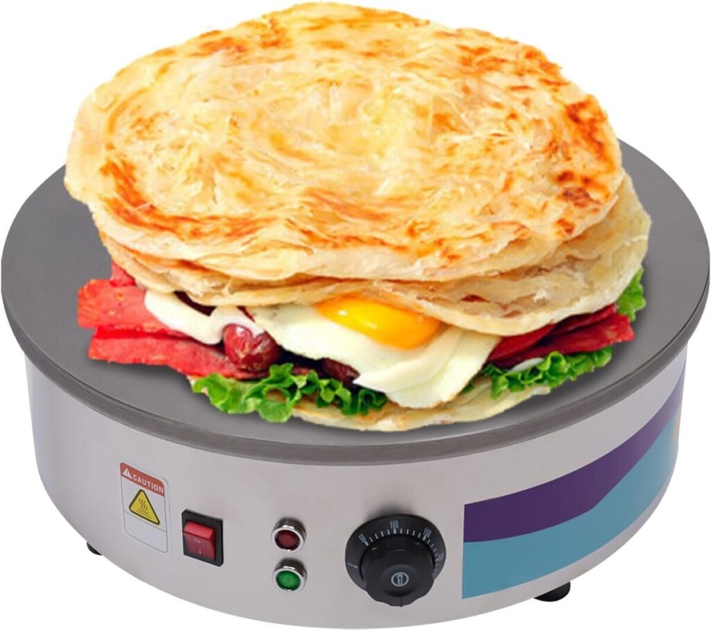 Test du crêpes maker 2800w : plaque antiadhésive en acier inoxydable