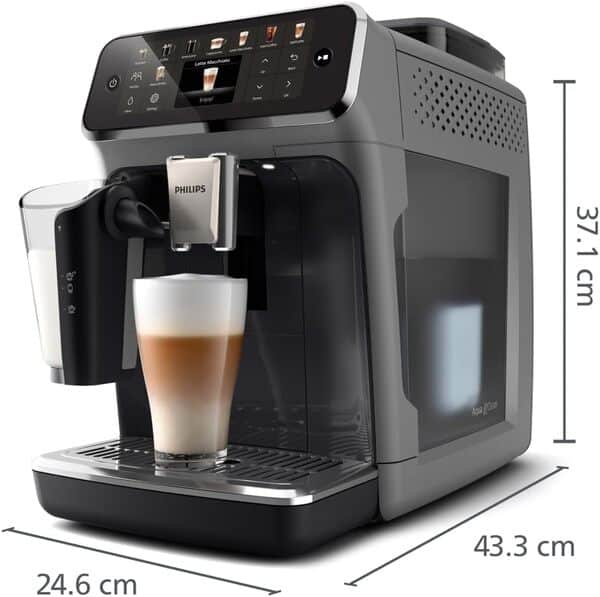 Philips Machine à Expresso LatteGo Automatique Series 5500, Technologie SilentBrew, Quick Start, Café Aromatique de Grains Fraîchement Moulus, 20 Boissons Chaudes et Glacées, Noir