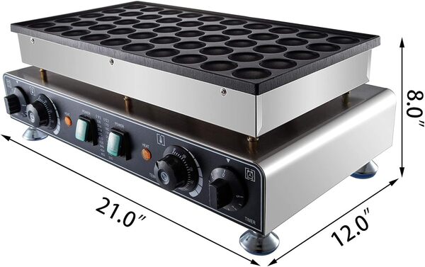 VEVOR Lot de 50 machines à crêpes à gaufres 1600 W en acier inoxydable anti-adhésif pour usage commercial ou domestique - 4,6 cm