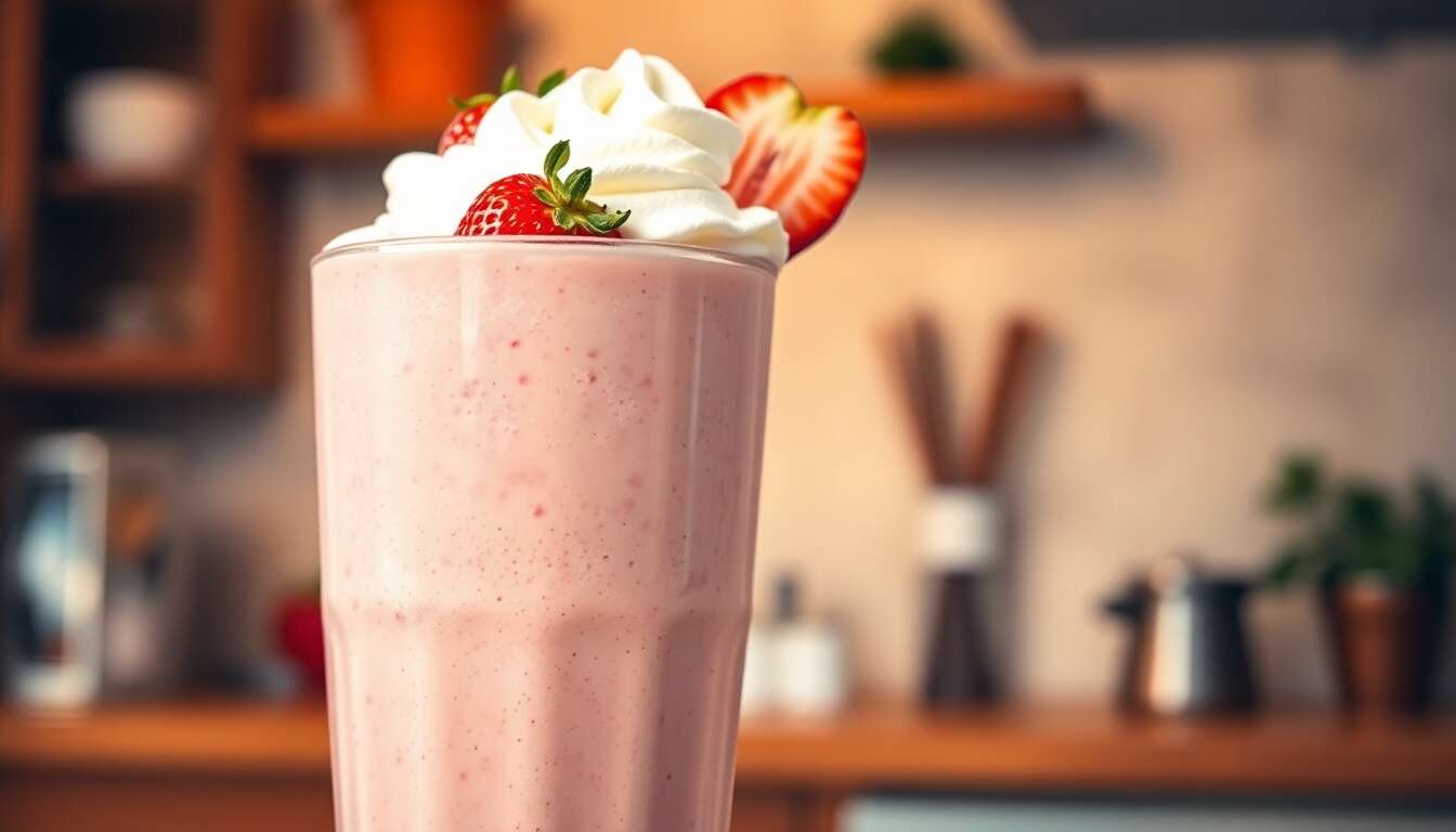 Recette : d&eacute;licieux milkshake &agrave; la fraise
