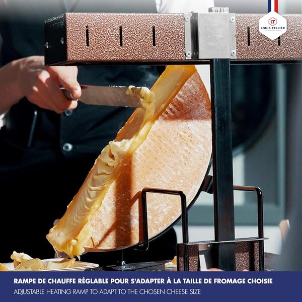 LOUIS TELLIER - Appareil à Raclette Alpage® Signature Original - Taille Adaptée pour toute Portion de Meule - 6 à 8 Personnes - Fabriqué en France - Rampe Chauffante Réglable en Hauteur - 230V
