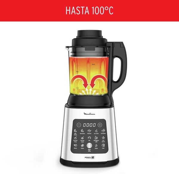 Moulinex Perfect Mix+ LM835D Mélangeur de verre 1400 W mode manuel autoclean, carafe en verre, acier inoxydable