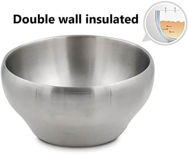 Lot de 4 bols isothermes à double paroi en acier inoxydable, 680,4 g, parfaits pour servir de la crème glacée ou de la soupe chaude