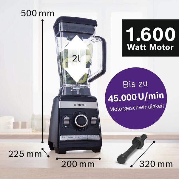 Bosch MMBH6P6BDE mixeur Robot mixer 1600 W Noir [Classe énergétique B]