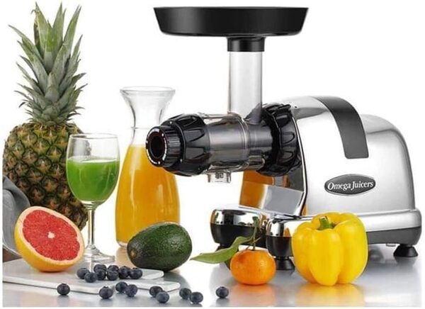 Omega J8228C Extracteur de jus, PC, chromé