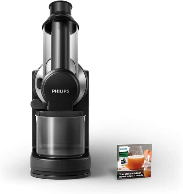 Philips Viva Collection Extracteur de Jus, Cheminée XL, 70 mm Nettoyage rapide en 90 secondes, Montage facile, Blanche, Noir/Argenté (HR1889/70)