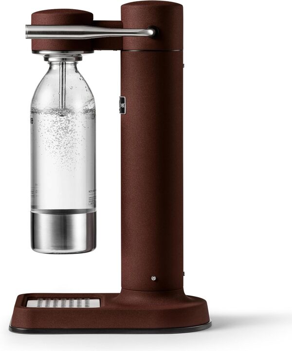 Aarke Carbonator 3 – Machine à eau gazeuse avec boîtier en acier inoxydable, bouteille PET sans BPA incluse, compatible avec les cylindres 60 L / 425 g – Bordeaux