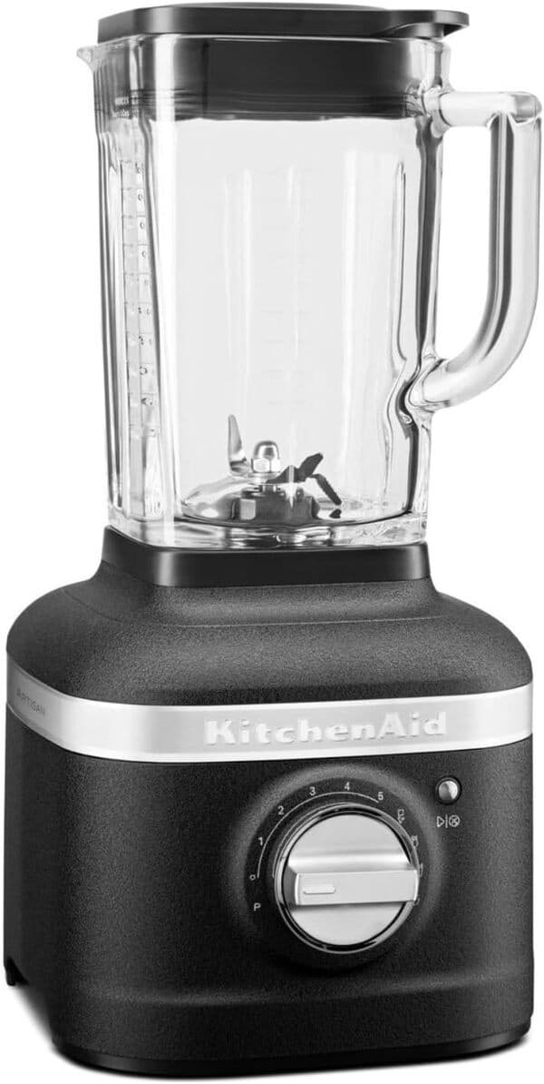 KitchenAid Blender K400 - Bol en verre de 1,4 L - Mixeur électrique pour smoothie - Smoothie maker - Puissance 1200 W - 3 programmes préréglés et 5 vitesses - Truffe noire