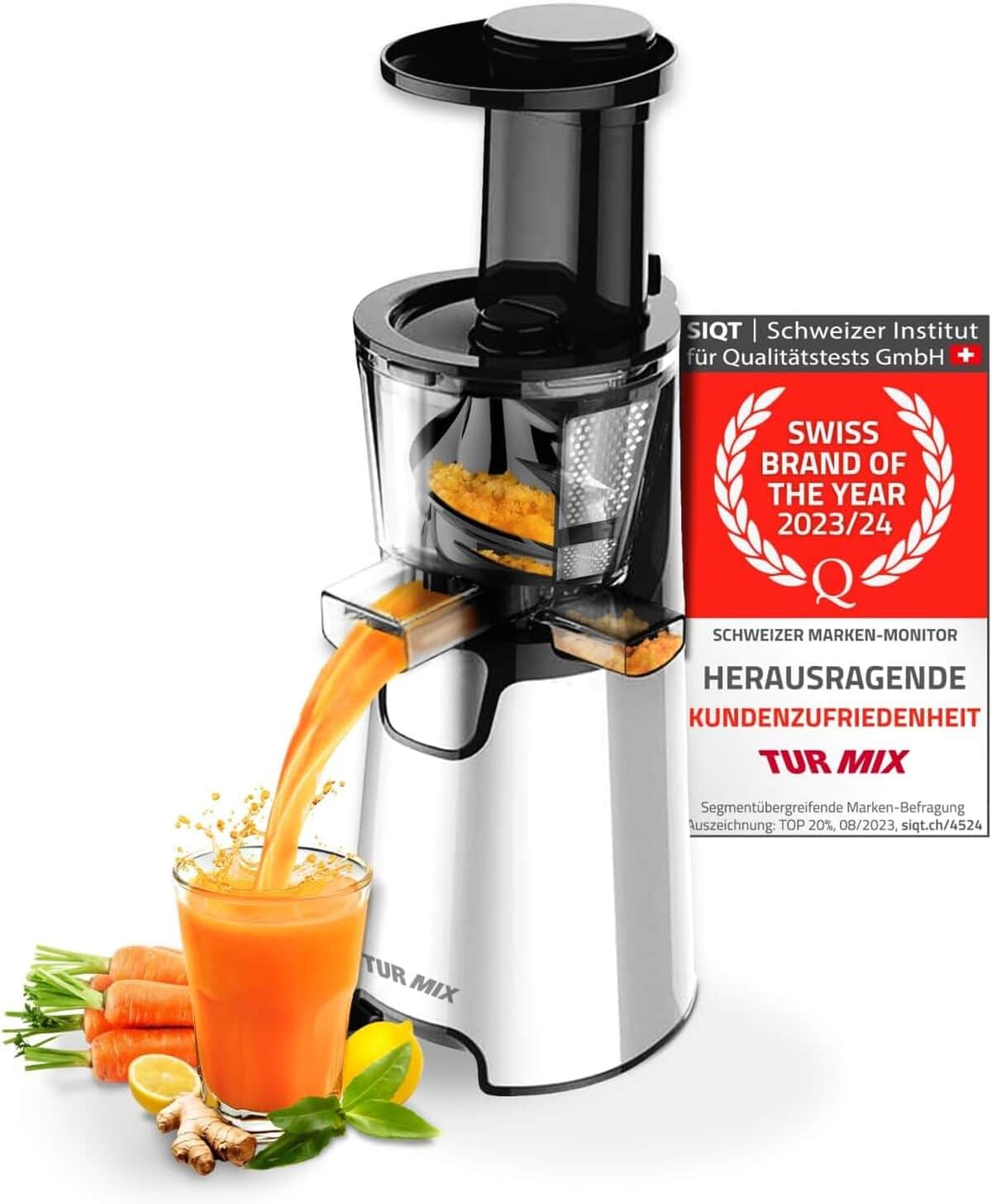 Extracteur De Jus à Froid TURMIX CX 680 – 150W, Silencieux, 3 Filtres, Facile à Nettoyer, Parfait Pour Jus Maison