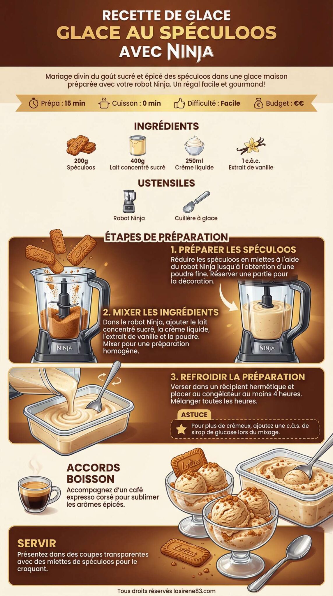 Infographie de la recette Recette de glace au spéculoos avec Ninja Infographie de la recette Recette de glace au spéculoos avec Ninja