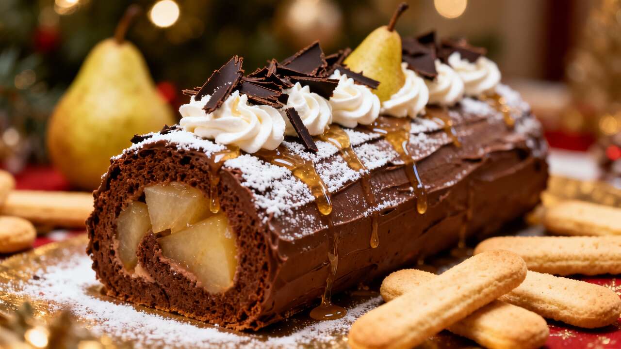 Bûche glacée poire chocolat : recette gourmande de Noël