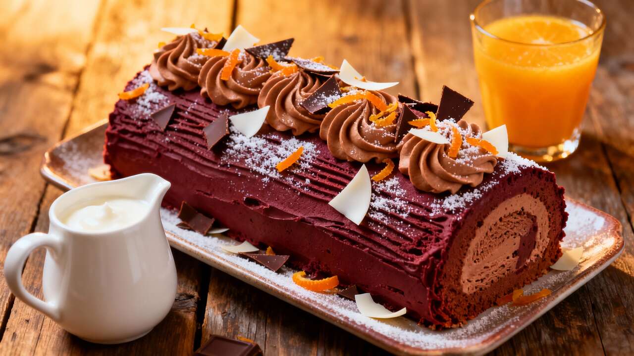 Bûche glacée marrons-oranges : recette festive