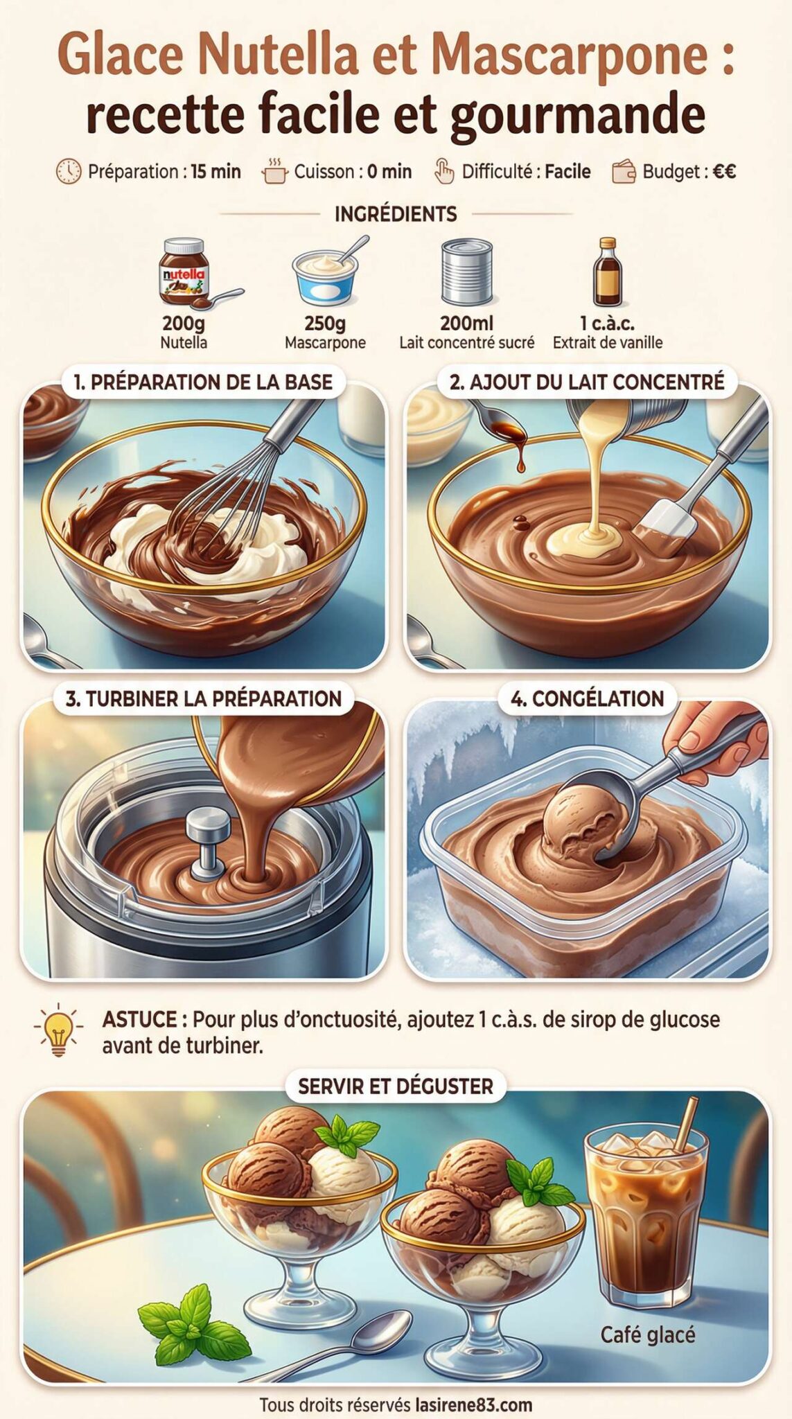 Fiche recette Glace Nutella et Mascarpone : recette facile et gourmande