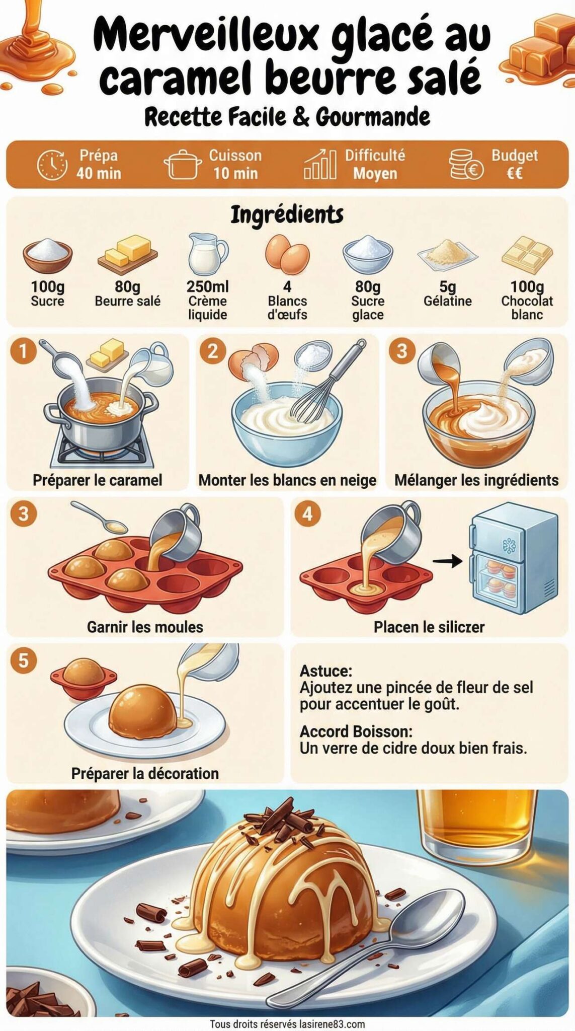 Fiche recette Merveilleux glace au caramel beurre salé : recette délicieuse et facile Fiche recette Merveilleux glace au caramel beurre salé : recette délicieuse et facile