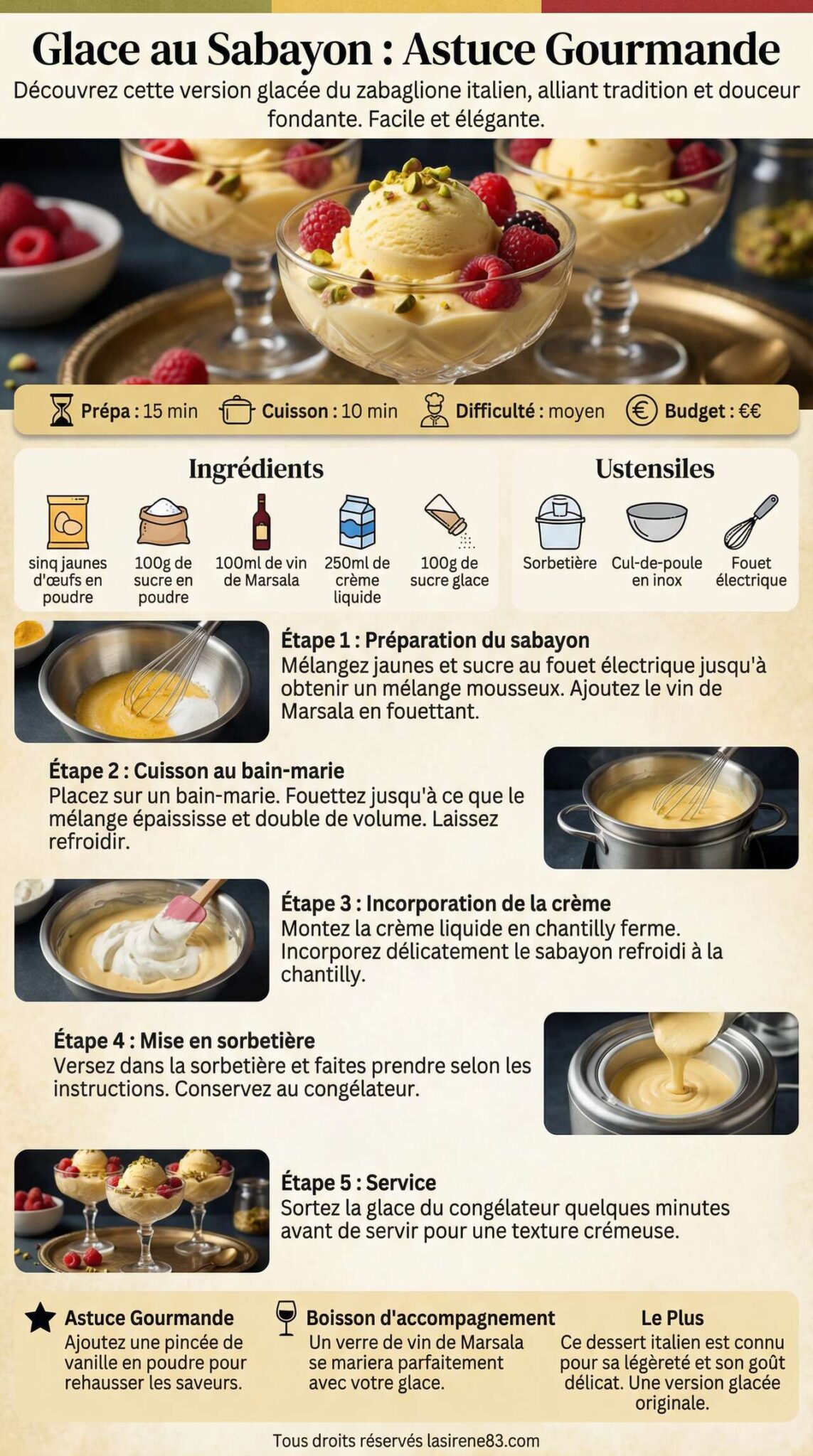Fiche recette Recette de glace au sabayon : astuce gourmande Fiche recette Recette de glace au sabayon : astuce gourmande