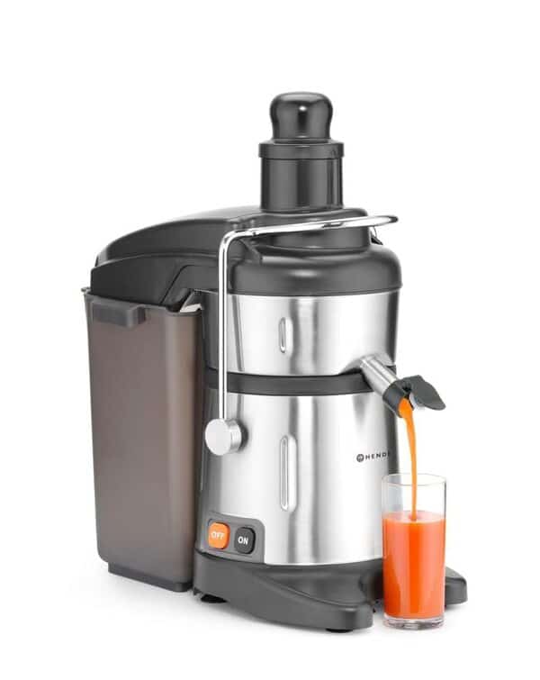 HENDI Centrifuge - extracteur de jus,idéal pour les fruits mous et durs et légumes, vitesse de rotation: 3000 tr/min, 490x280x510mm, Inox
