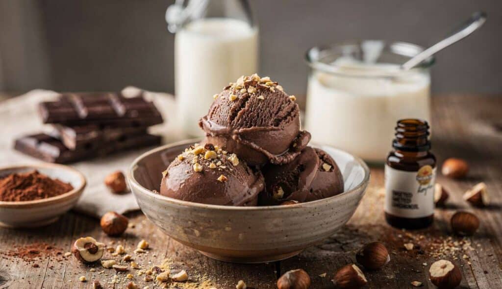 Glace au chocolat et noisettes sans sorbetière : recette facile