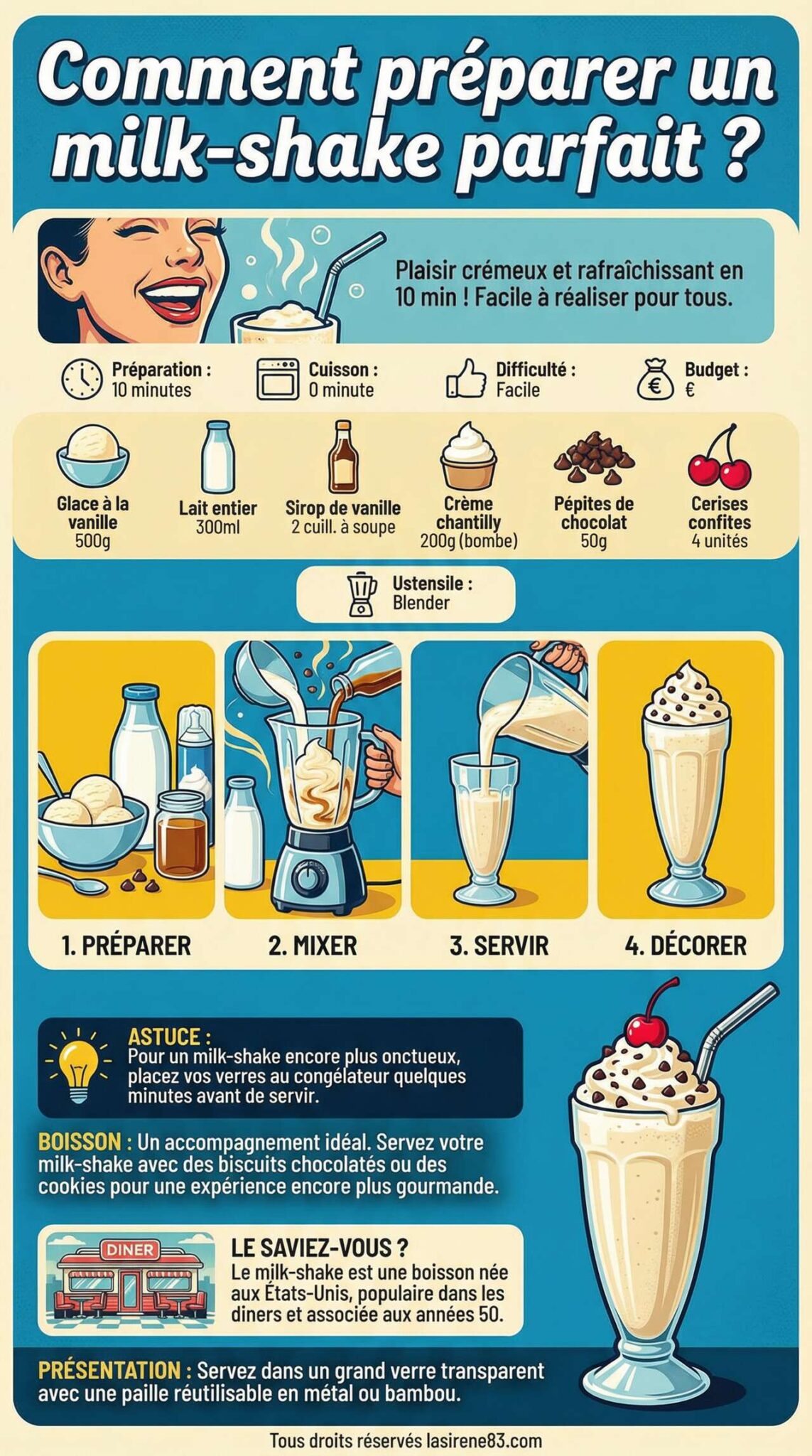 Fiche recette Comment préparer un milk-shake parfait ? Fiche recette Comment préparer un milk-shake parfait ?