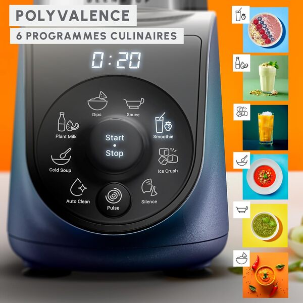 Moulinex Blend Up, Mini blender puissant, 1000W, 8 programmes automatiques, Glace pilée LM19H4F0, Bleu