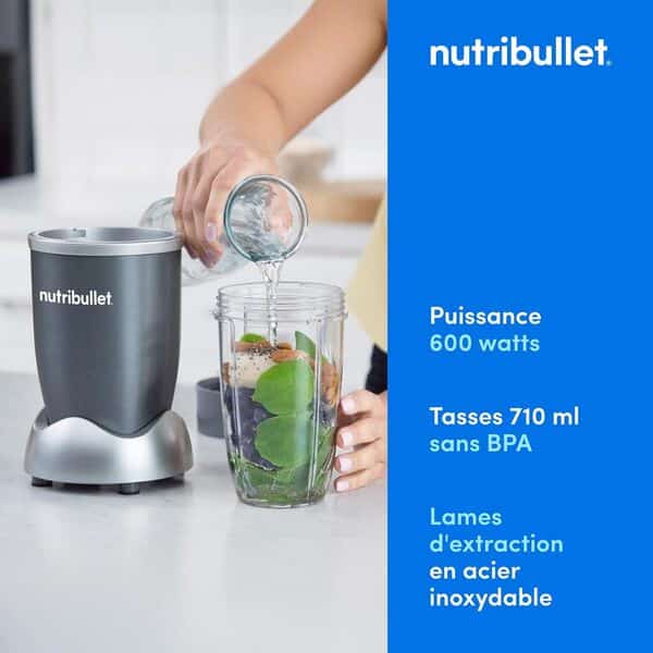 nutribullet Original 600, Blender Électrique, Hachoir, Blender pour Smoothie, Multifonction, Puissance 600 Watts, NB603DG