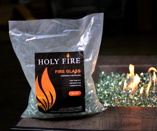 Holy Fire Diamants réfléchissants en verre de 2,5 cm pour foyers, pour cheminées au gaz naturel ou propane, aménagement paysager intérieur et extérieur (4,5 kg, glace cristalline)
