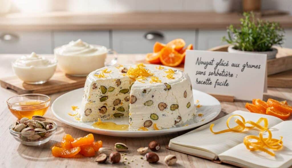 Nougat glacé aux agrumes sans sorbetière : recette facile