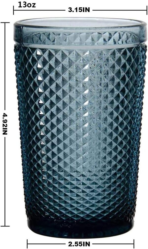 Lot de 6 verres Highball à motif clouté à l'ancienne, verres à thé glacé, 388,5 g