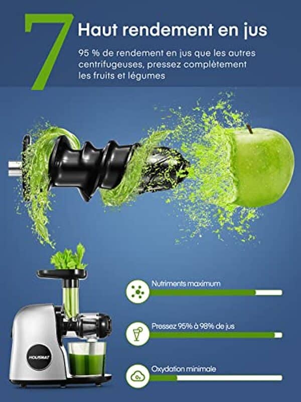 Découvrez notre test complet de l'extracteur de jus Housnat : profitez d'un moteur silencieux, d'une extraction optimale des nutriments et d'une qualité exceptionnelle pour vos jus maison.