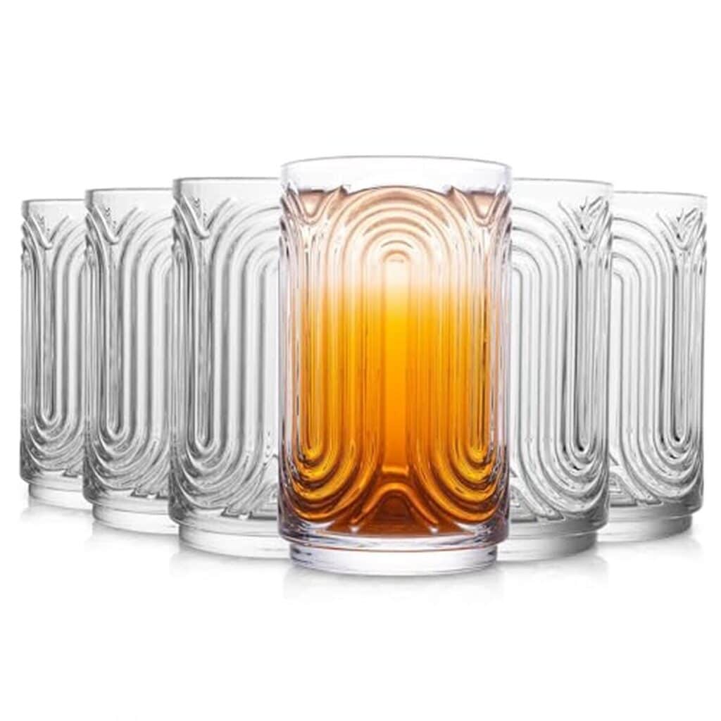 Avis sur le lot de 6 verres vintage Insetlan de 414 ml : élégance et style Art Déco