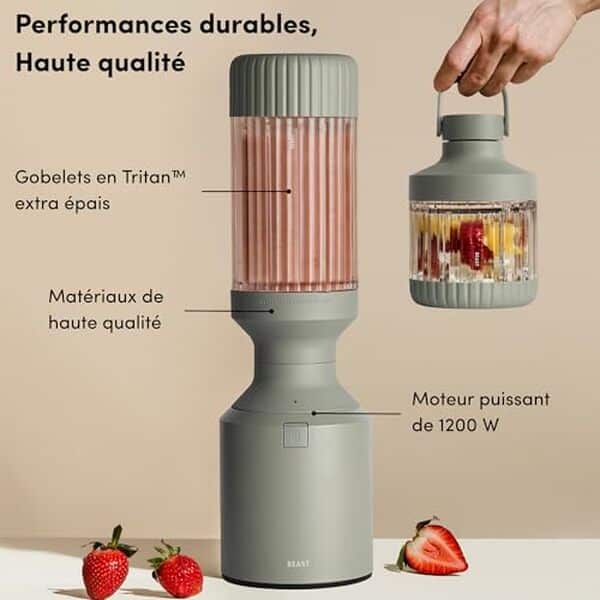 Découvrez notre avis sur le blender Beast 1200W : un mixeur performant avec bouteilles portables, idéal pour une cuisine moderne et fonctionnelle.