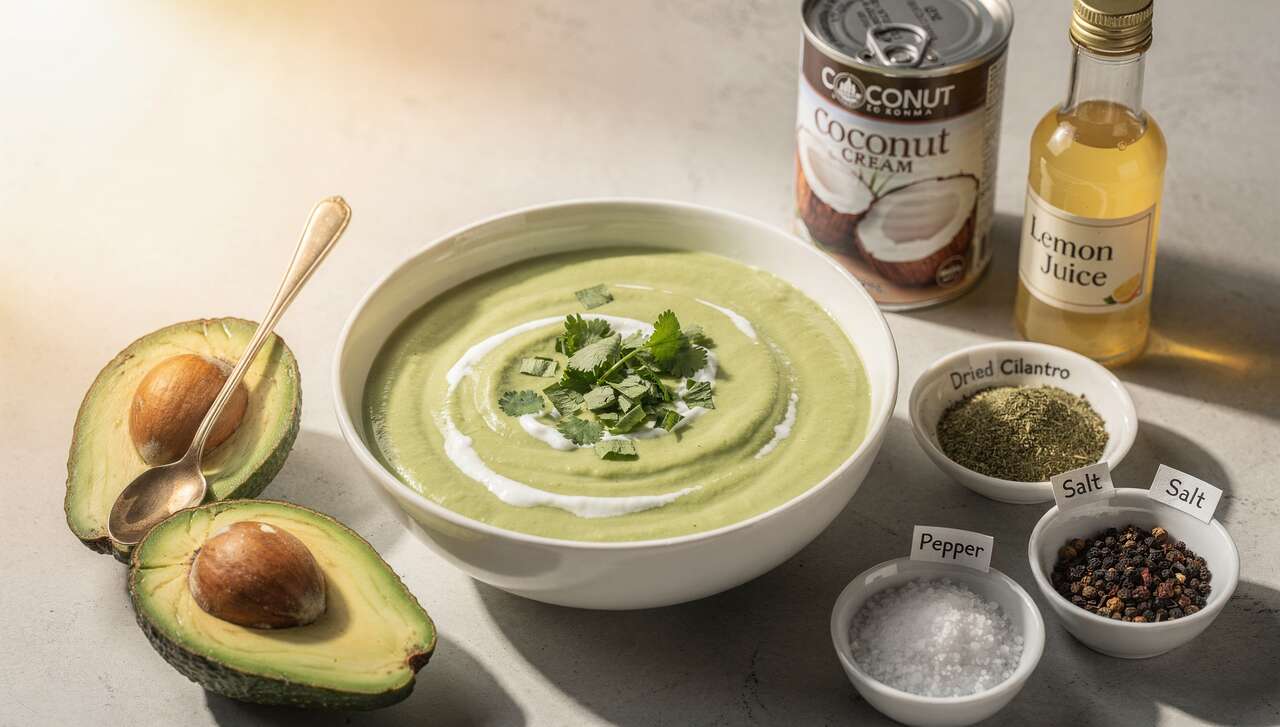 Potage glacé avocat et coriandre : recette savoureuse