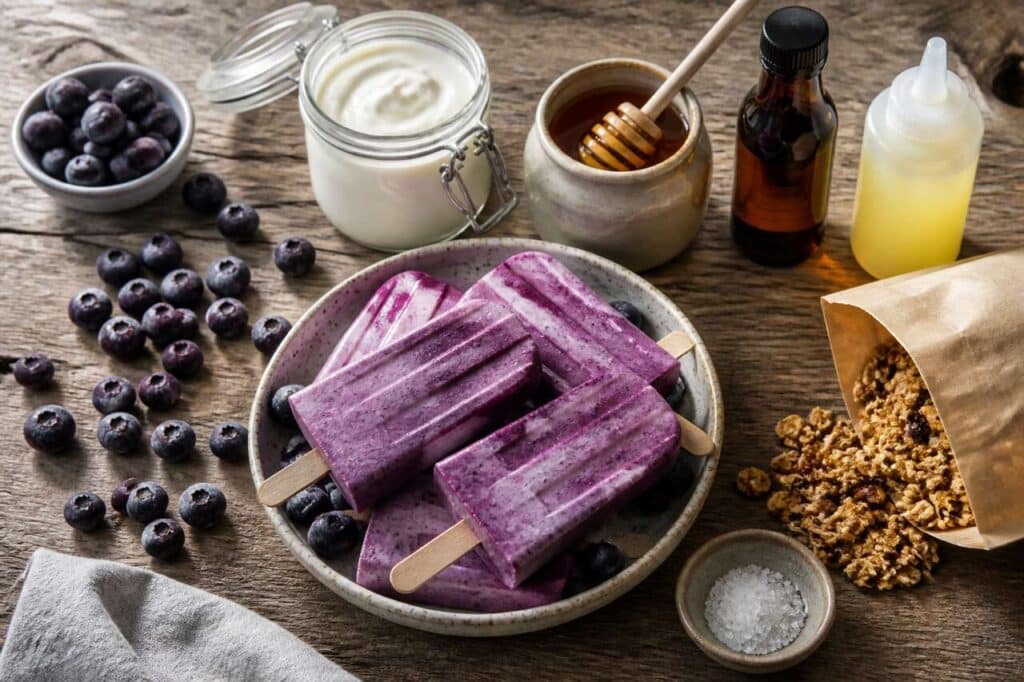 Bâtonnets glacés aux myrtilles et au yaourt : recette rafraîchissante