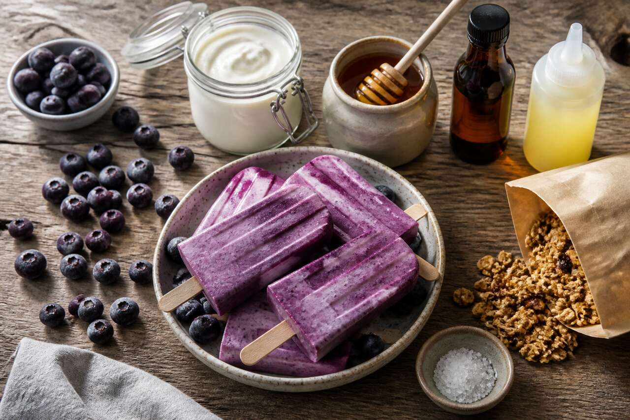 Bâtonnets glacés aux myrtilles et au yaourt : recette rafraîchissante