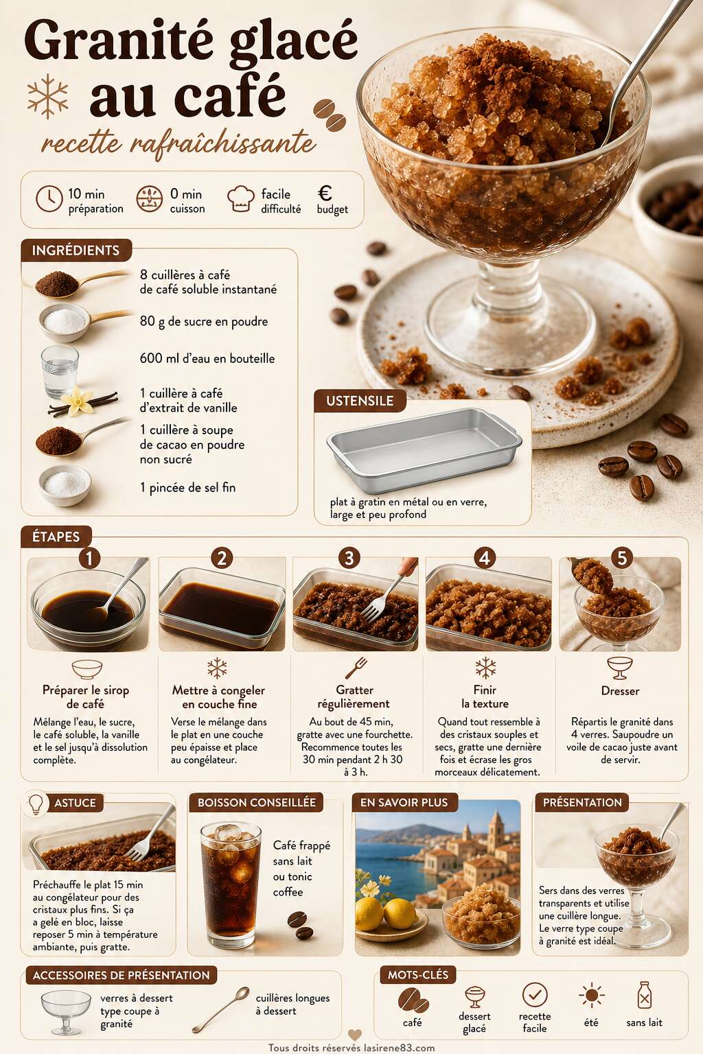Fiche recette Granit&eacute; glac&eacute; au caf&eacute; : recette rafra&icirc;chissante