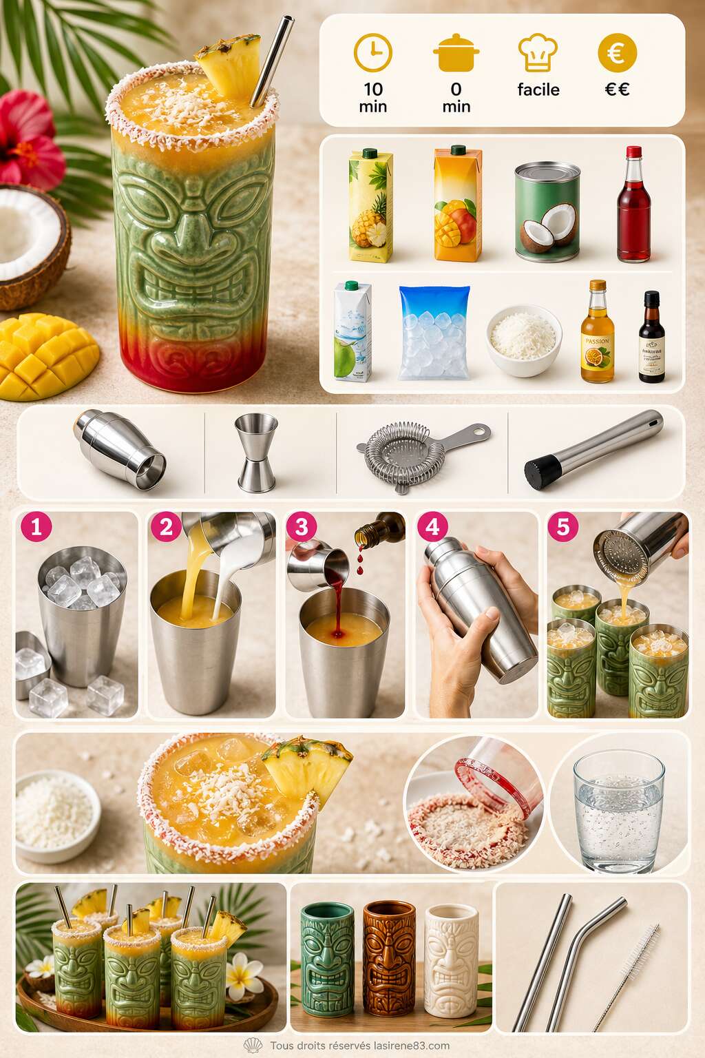Fiche recette Mocktail tropical : recette facile et rafraîchissante Fiche recette Mocktail tropical : recette facile et rafraîchissante