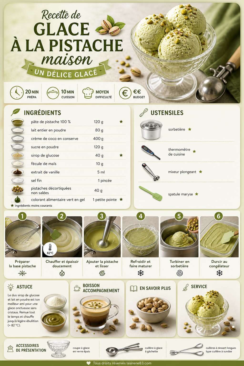 Fiche recette Recette de glace &agrave; la pistache maison : un d&eacute;lice glac&eacute;