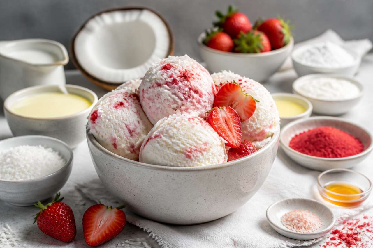 Glace fraise et coco : recette rafraîchissante d'été