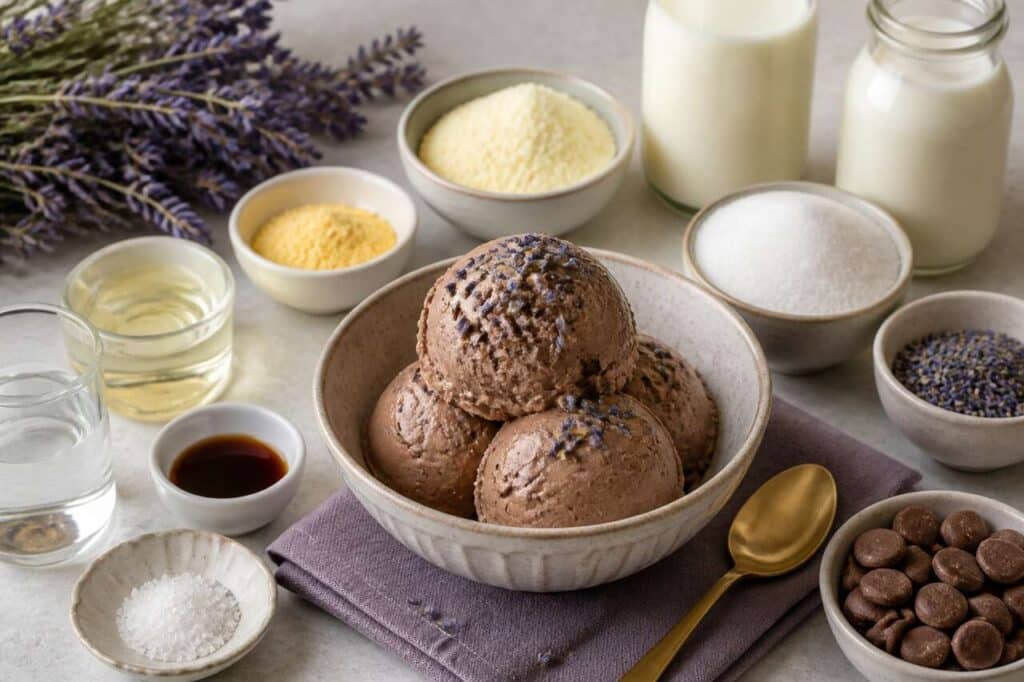 Recette de glace chocolat au lait et lavande