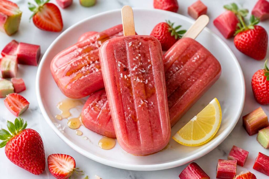 Bâtonnets glacés rhubarbe-fraises : recette estivale rafraîchissante