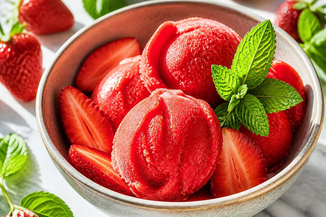 Sorbet à la fraise frais et léger Sorbet à la fraise frais et léger