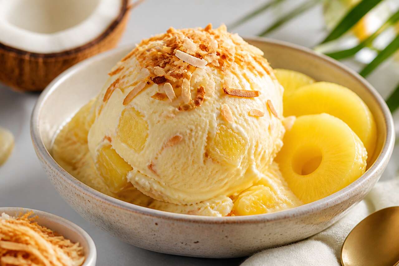 Glace à la noix de coco torréfiée et ananas : recette gourmande